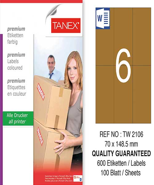 Taneks Tw-2106 70X148,5 Mm Kraft Laser Etiket
