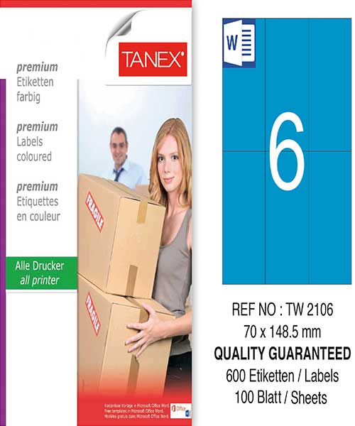 Taneks Tw-2106 70X148,5 Mm Mavi Laser Etiket
