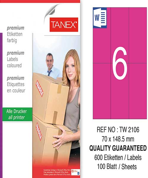Taneks Tw-2106 70X148,5 Mm Pembe Laser Etiket