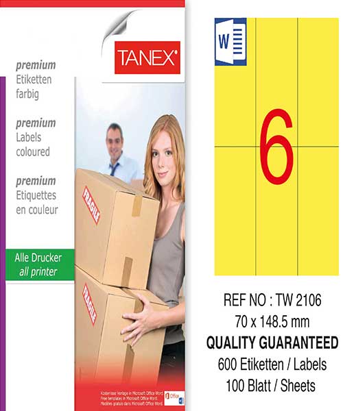 Taneks Tw-2106 70X148,5 Mm Sarı Laser Etiket