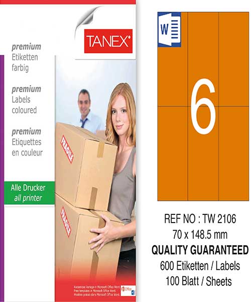 Taneks Tw-2106 70X148,5 Mm Turuncu Laser Etiket