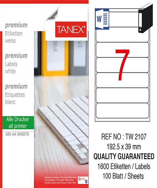 Taneks Tw-2107 192,5X39 Mm Laser Etiket