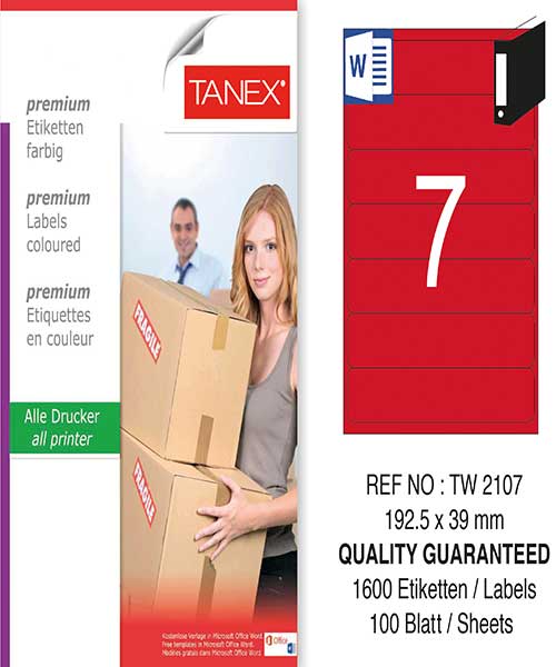 Taneks Tw-2107 192,5X39 Mm Kırmızı Laser Etiket