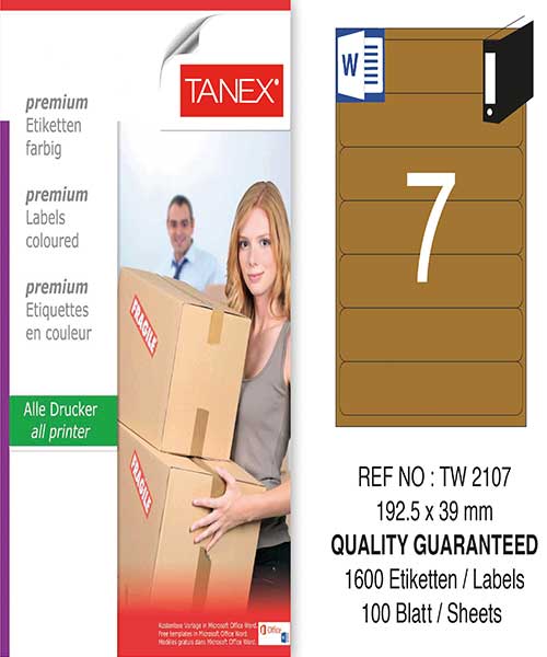 Taneks Tw-2107 192,5X39 Mm Kraft Laser Etiket