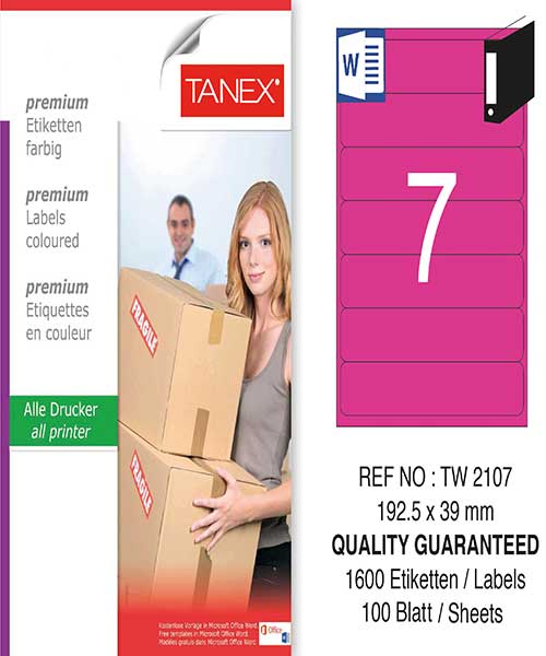 Taneks Tw-2107 192,5X39 Mm Pembe Laser Etiket