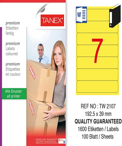 Taneks Tw-2107 192,5X39 Mm Sarı Laser Etiket