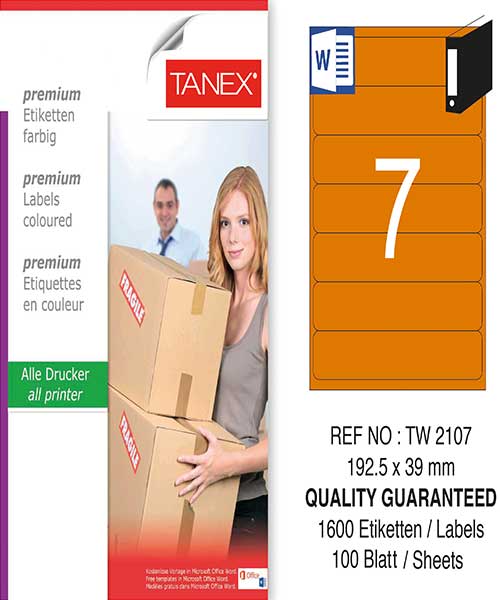 Taneks Tw-2107 192,5X39 Mm Turuncu Laser Etiket
