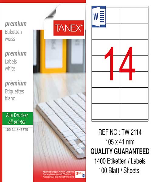 Taneks Tw-2114 105X41 Mm Laser Etiket