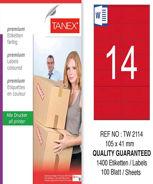 Taneks Tw-2114 105X41 Mm Kırmızı Laser Etiket