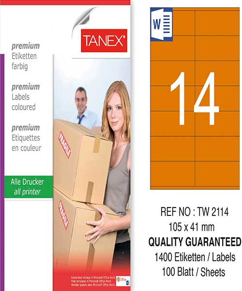 Taneks Tw-2114 105X41 Mm Turuncu Laser Etiket