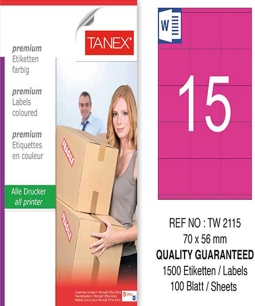 Taneks Tw-2115 70X56 Mm Pembe Laser Etiket