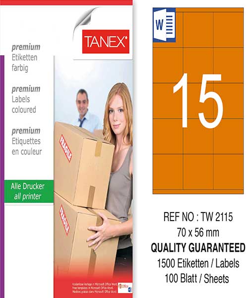 Taneks Tw-2115 70X56 Mm Turuncu Laser Etiket