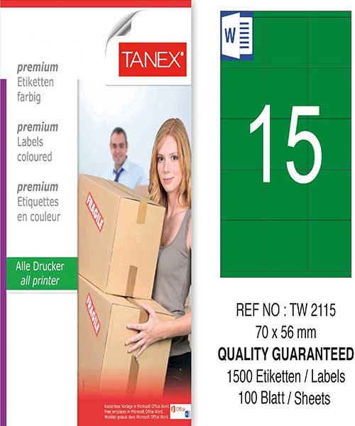 Taneks Tw-2115 70X56 Mm Yeşil Laser Etiket