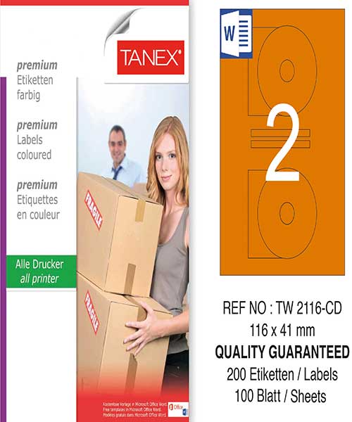 Taneks Tw-2116 116X41 Mm Turuncu Laser Etiket