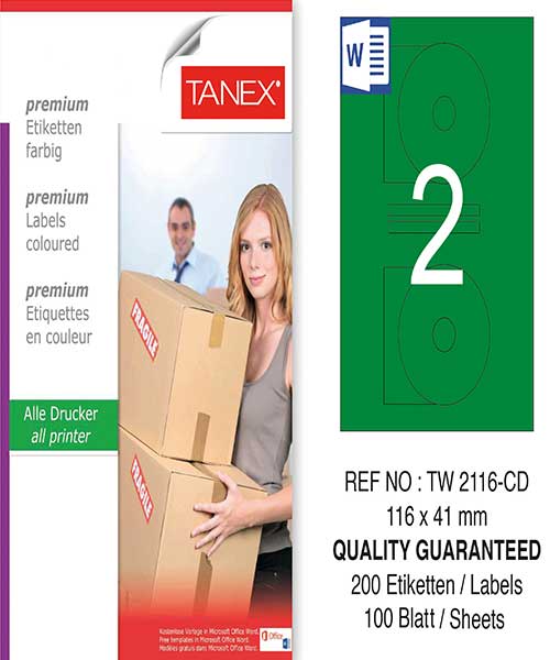 Taneks Tw-2116 116X41 Mm Yeşil Laser Etiket