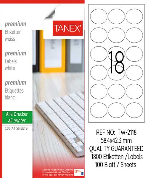 Taneks Tw-2118 58,4X42,3 Mm Laser Etiket