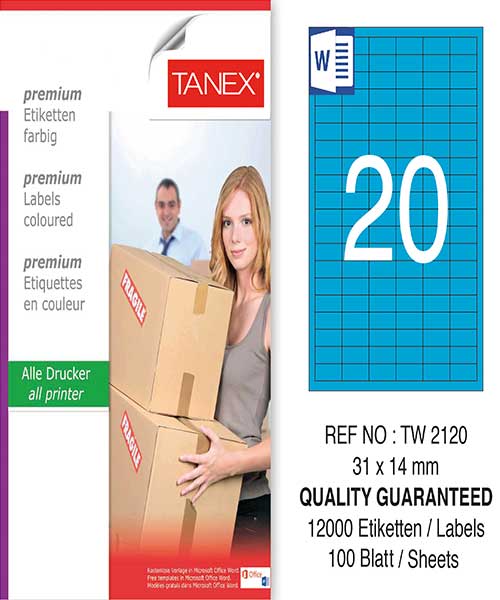 Taneks Tw-2120 31X14 Mm Mavi Laser Etiket