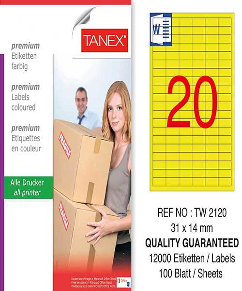 Taneks Tw-2120 31X14 Mm Sarı Laser Etiket