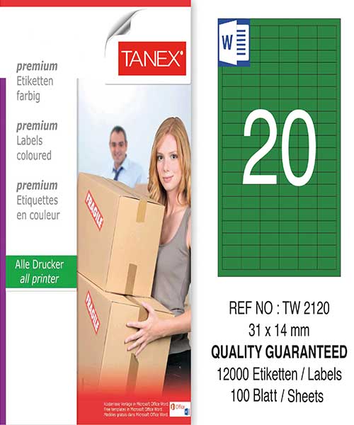Taneks Tw-2120 31X14 Mm Yeşil Laser Etiket