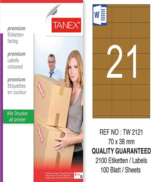 Taneks Tw-2121 70X38 Mm Kraft Laser Etiket
