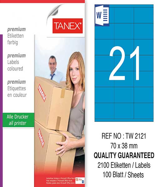 Taneks Tw-2121 70X38 Mm Mavi Laser Etiket