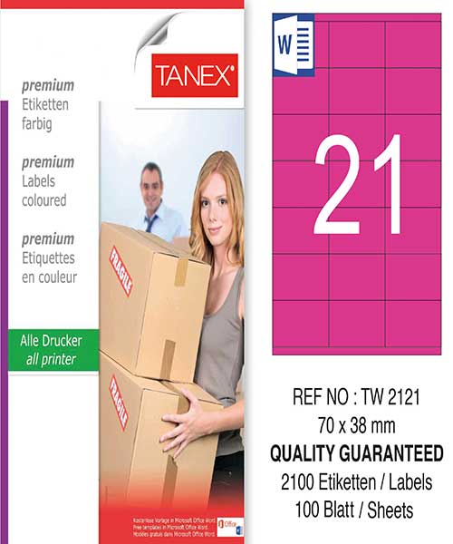 Taneks Tw-2121 70X38 Mm Pembe Laser Etiket