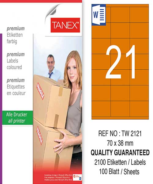 Taneks Tw-2121 70X38 Mm Turuncu Laser Etiket