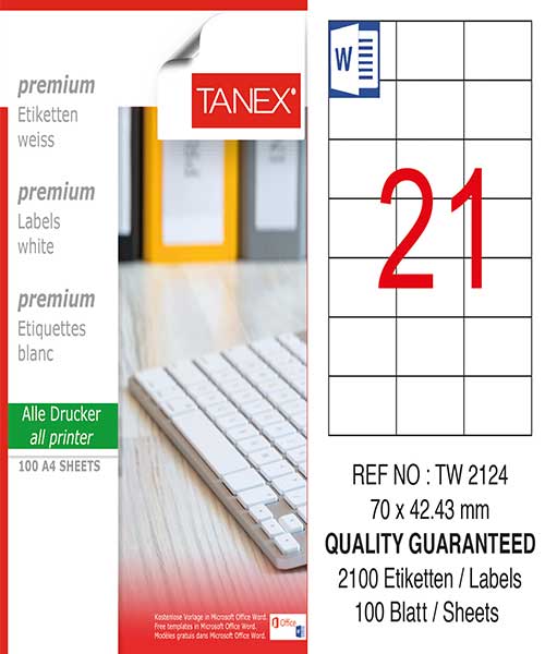 Taneks Tw-2124 70X42,43 Mm Laser Etiket