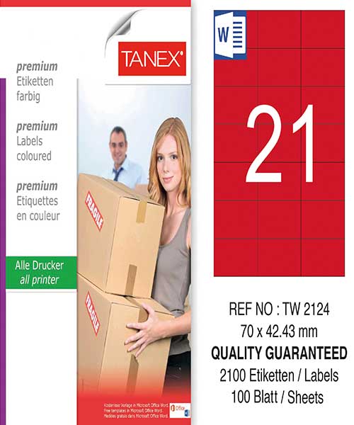 Taneks Tw-2124 70X42,43 Mm Kırmızı Laser Etiket