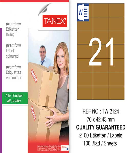 Taneks Tw-2124 70X42,43 Mm Kraft Laser Etiket