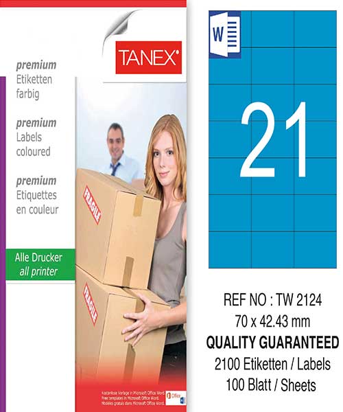 Taneks Tw-2124 70X42,43 Mm Mavi Laser Etiket