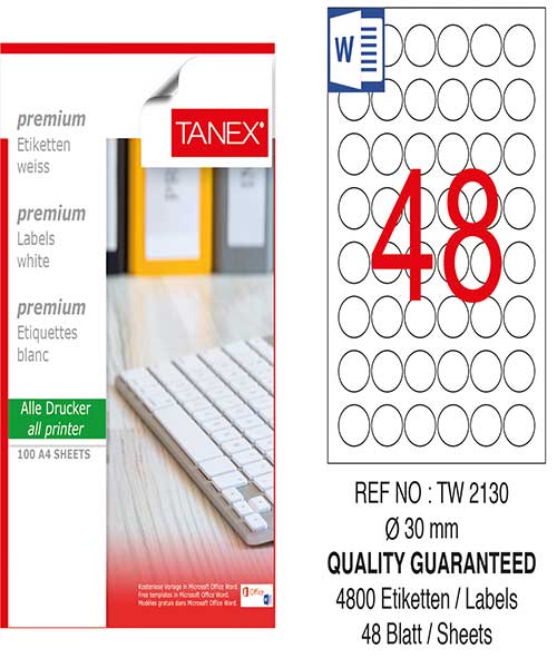 Taneks Tw-2130 30 Mm Kuşe Laser Etiket