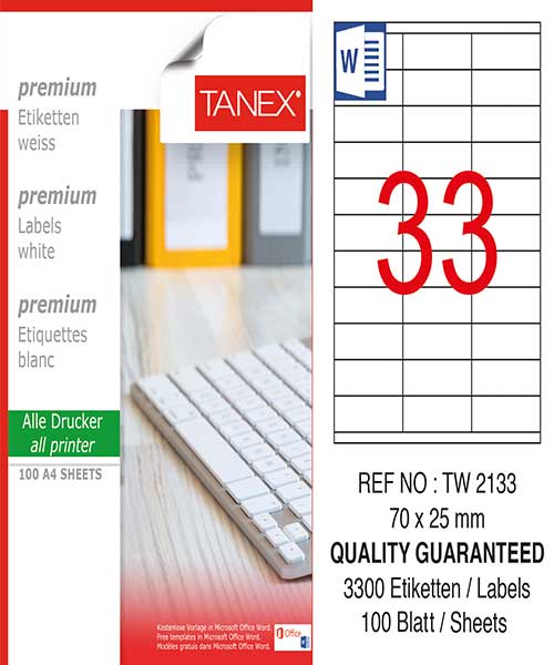 Taneks Tw-2133 70X25 Mm Laser Etiket