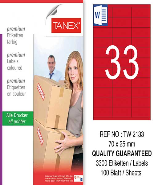Taneks Tw-2133 70X25 Mm Kırmızı Laser Etiket