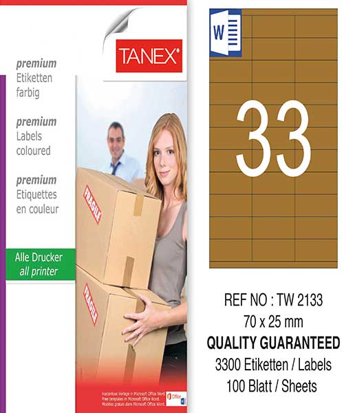 Taneks Tw-2133 70X25 Mm Kraft Laser Etiket