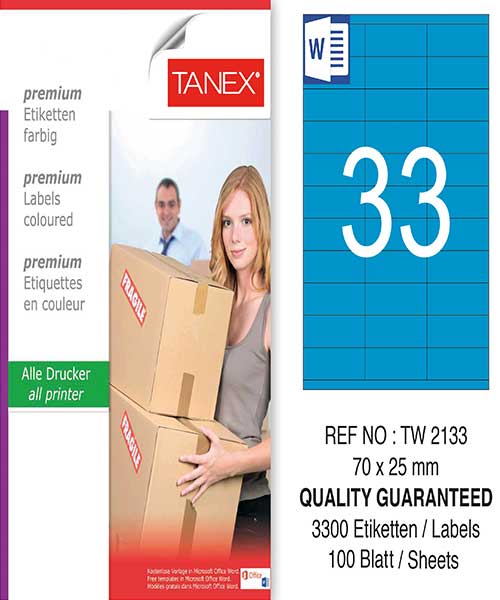 Taneks Tw-2133 70X25 Mm Mavi Laser Etiket