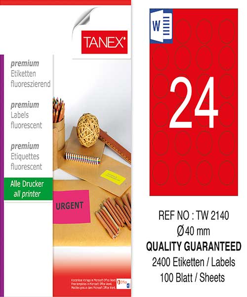 Taneks Tw-2140 40 Mm Flo Kırmızı Laser Etiket