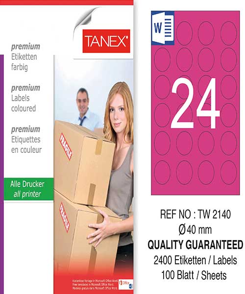 Taneks Tw-2140 40 Mm Pembe Laser Etiket
