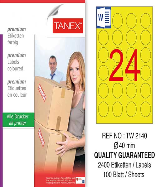 Taneks Tw-2140 40 Mm Sarı Laser Etiket
