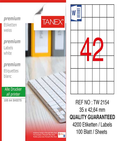 Taneks Tw-2154 35X42,43 Mm Laser Etiket