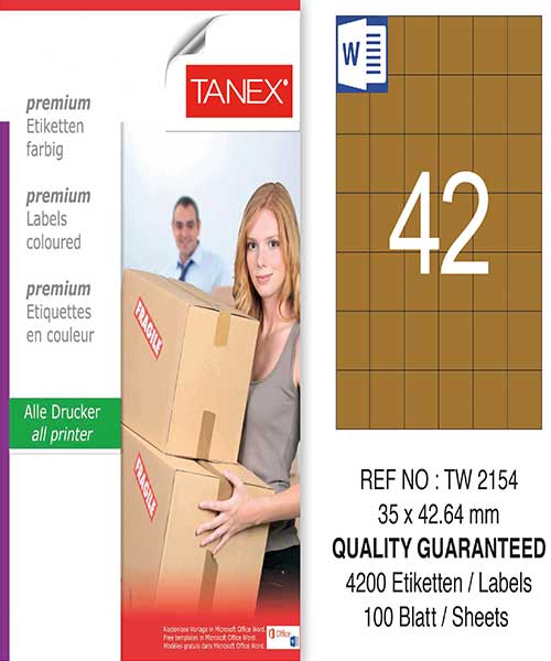 Taneks Tw-2154 35X42,43 Mm Kraft Laser Etiket