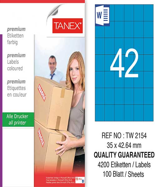 Taneks Tw-2154 35X42,43 Mm Mavi Laser Etiket