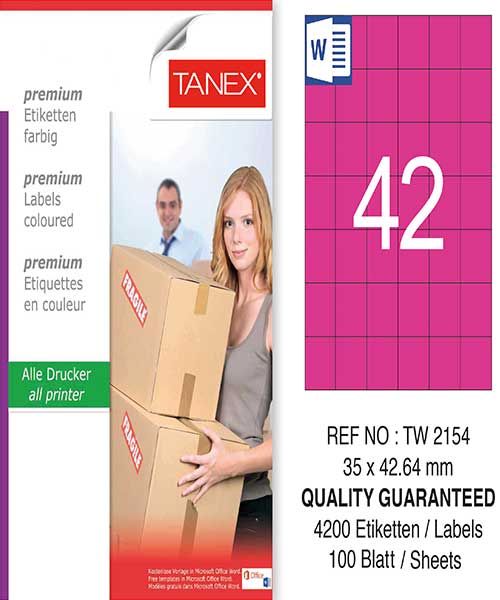 Taneks Tw-2154 35X42,43 Mm Pembe Laser Etiket