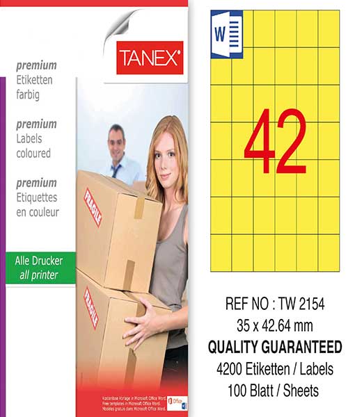 Taneks Tw-2154 35X42,43 Mm Sarı Laser Etiket
