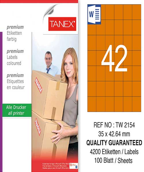 Taneks Tw-2154 35X42,43 Mm Turuncu Laser Etiket
