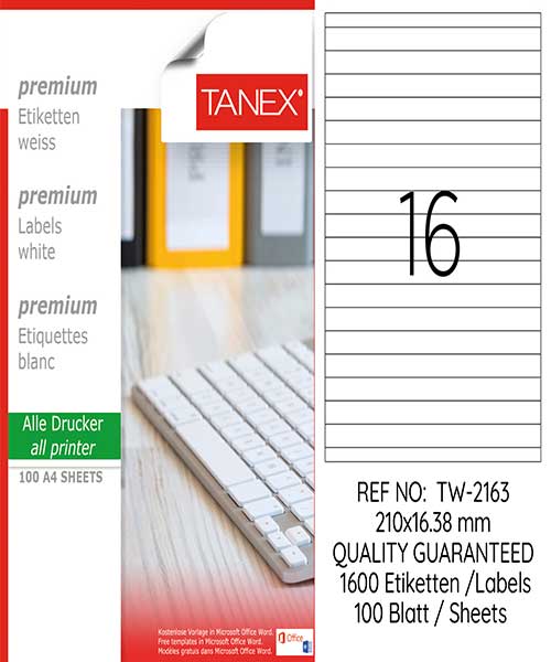 Taneks Tw-2163 210X16,38 Mm Laser Etiket