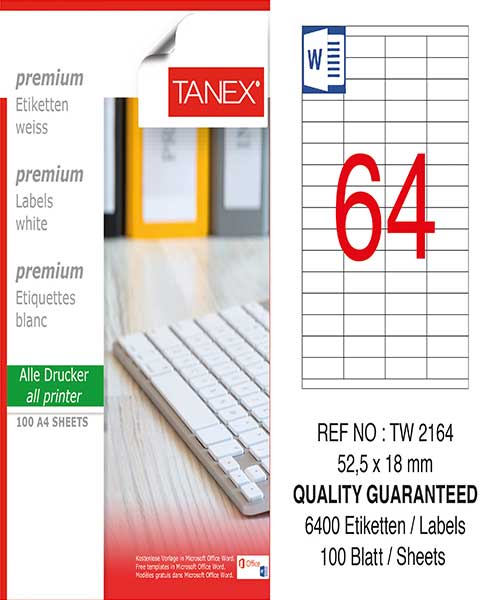 Taneks Tw-2164 52,5X18 Mm Laser Etiket