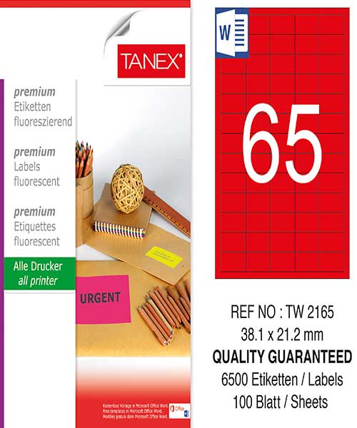 Taneks Tw-2165 38,1X21,2 Mm Flo Kırmızı Laser Etiket
