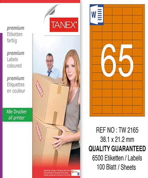 Taneks Tw-2165 38,1X21,2 Mm Turuncu Laser Etiket