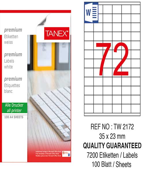 Taneks Tw-2172 35X23 Mm Kuşe Laser Etiket